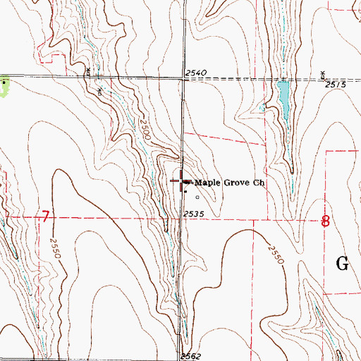 Topographic Map of Maple Grove Church of the Brethren, KS