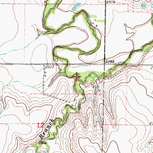 Topographic Map of Rock Branch, KS