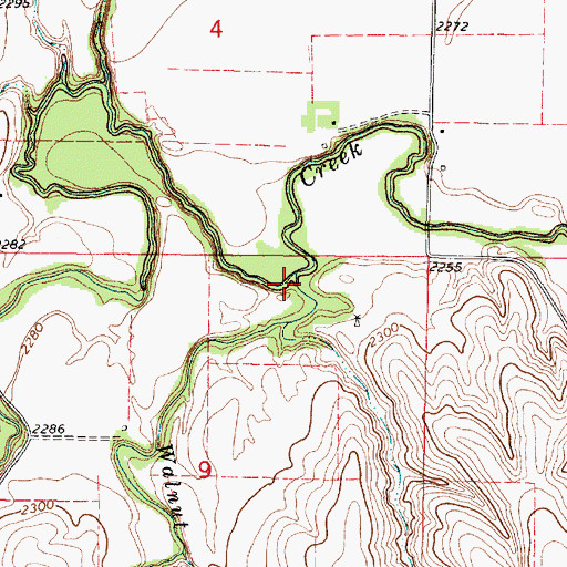 Topographic Map of Walnut Creek, KS