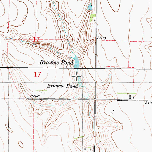 Topographic Map of Browns Pond, KS
