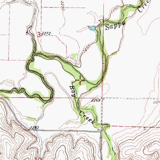 Topographic Map of Boy Creek, KS