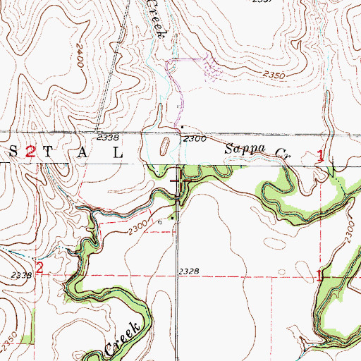 Topographic Map of Wildcat Creek, KS