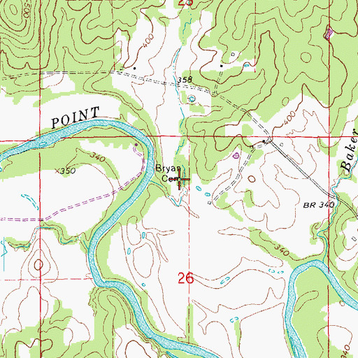 Topographic Map of Bryan Cemetery, AR