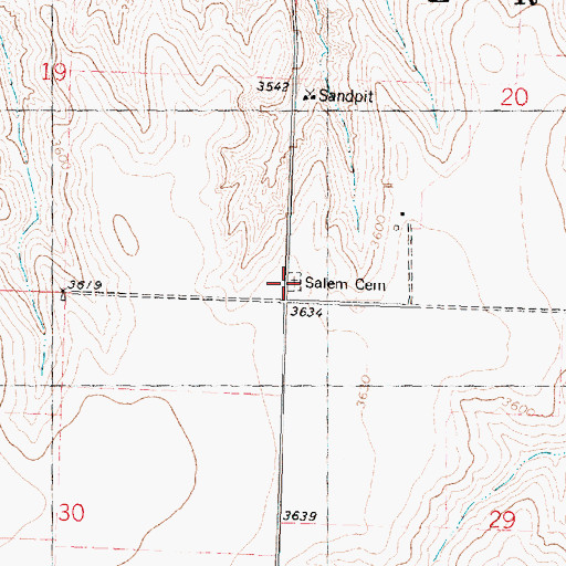 Topographic Map of Salem Evangelical Cemetery, KS