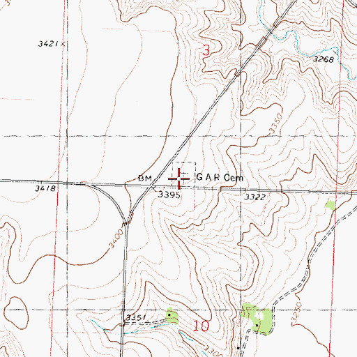 Topographic Map of Grand Army of the Republic Cemetery, KS