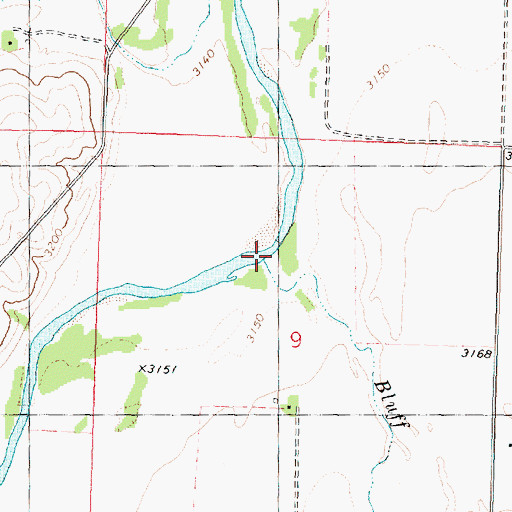 Topographic Map of Bluff Creek, KS