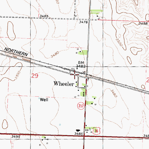 Topographic Map of Wheeler, KS