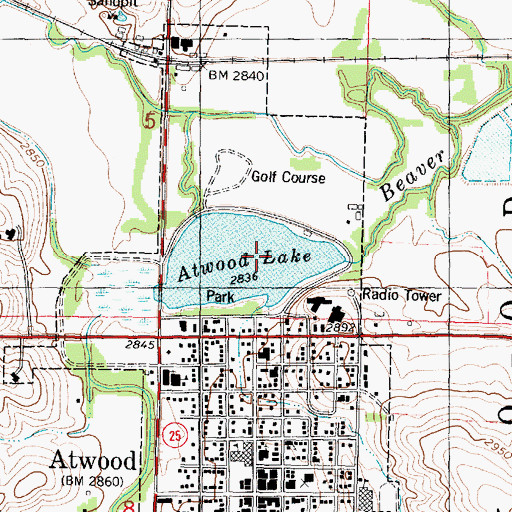 Topographic Map of Atwood Lake, KS