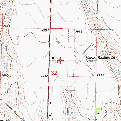 Topographic Map of Atwood-Rawlins County City-County Airport, KS