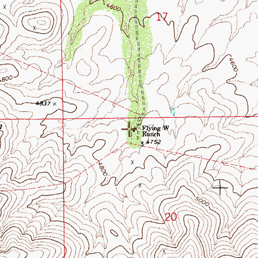 Topographic Map of Flying W Ranch, AZ