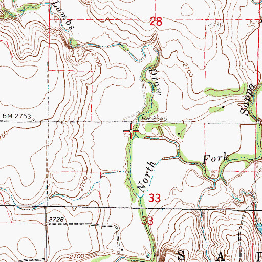 Topographic Map of Lambs Draw, KS