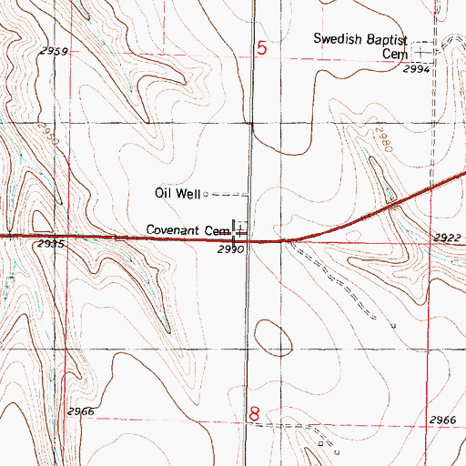 Topographic Map of Covenant Cemetery, KS
