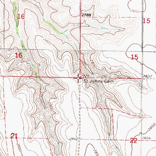 Topographic Map of Saint Johns Cemetery, KS