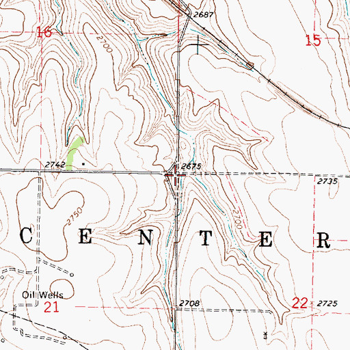 Topographic Map of Township of Center, KS