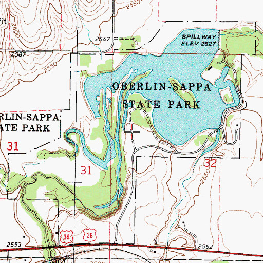 Topographic Map of Oberlin-Sappa State Park, KS