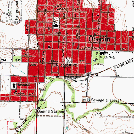 Topographic Map of Oberlin, KS