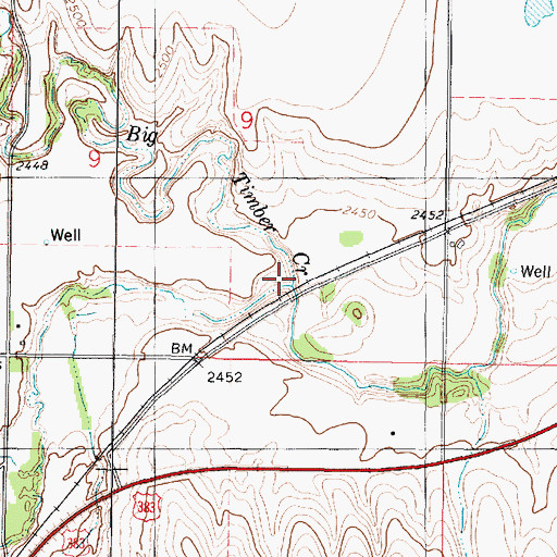 Topographic Map of Big Timber Creek, KS