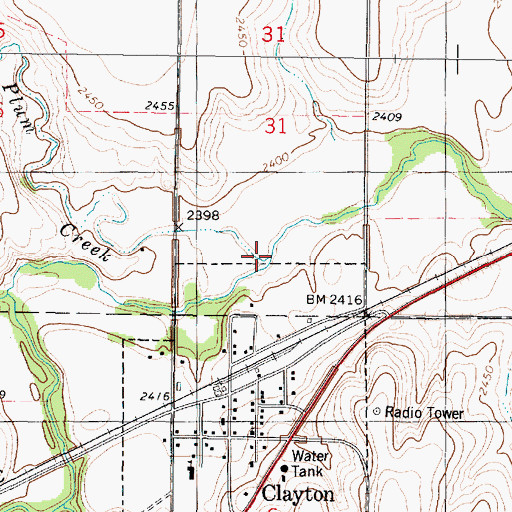 Topographic Map of Plum Creek, KS