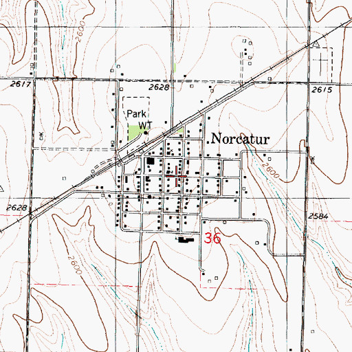 Topographic Map of Norcatur, KS
