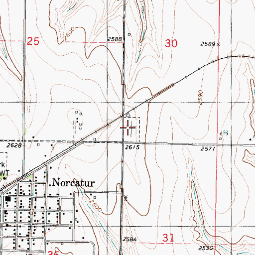 Topographic Map of Norcatur Cemetery, KS