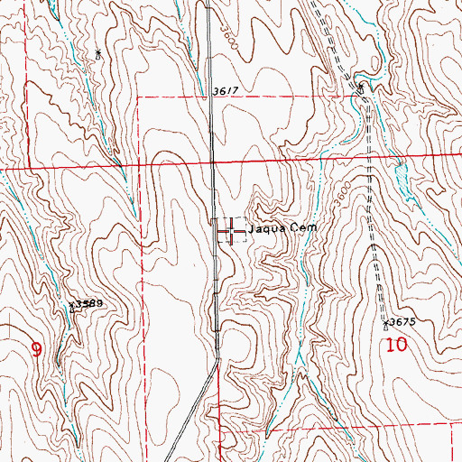 Topographic Map of Jaqua Cemetery, KS
