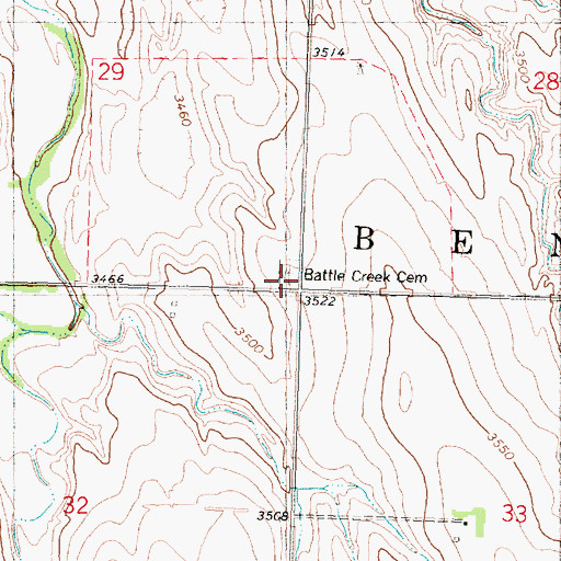 Topographic Map of Battle Creek Cemetery, KS