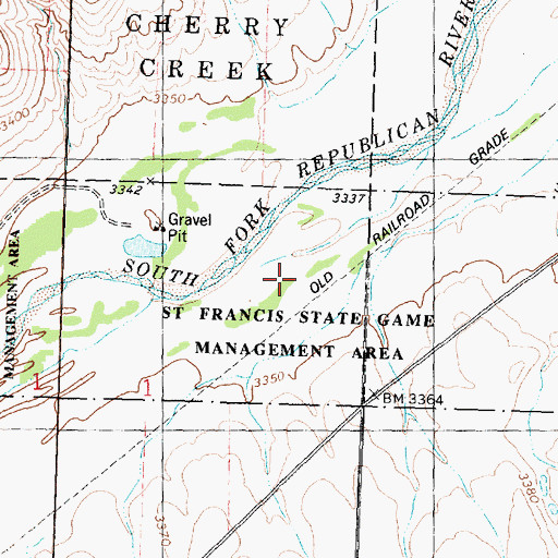 Topographic Map of Saint Francis Wildlife Area, KS