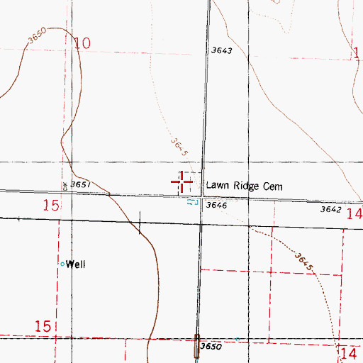 Topographic Map of Lawn Ridge Cemetery, KS