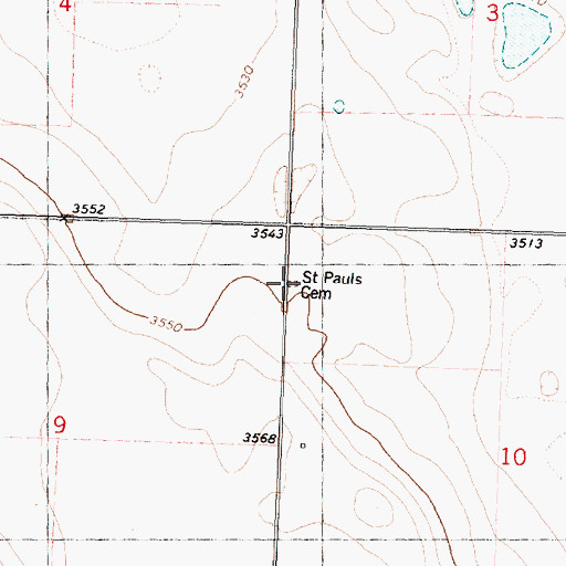 Topographic Map of Saint Pauls Cemetery, KS