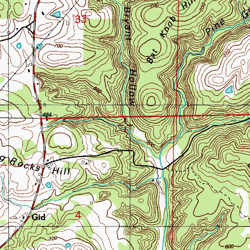 Topographic Map of Bryant Hollow, AR