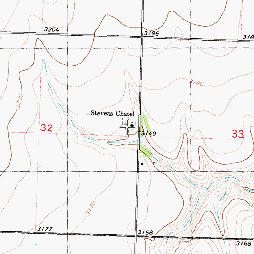 Topographic Map of Stevens Chapel, KS