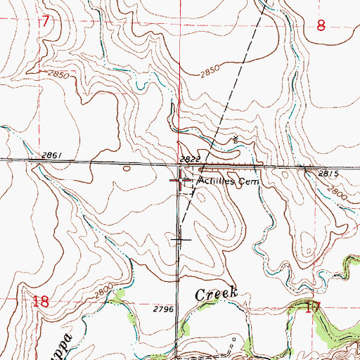 Topographic Map of Achilles Cemetery, KS