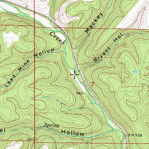 Topographic Map of Bryant Hollow, AR