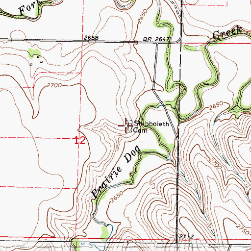 Topographic Map of Shibboleth Cemetery, KS