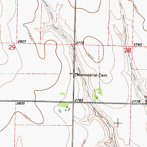 Topographic Map of Mennonite Cemetery, KS