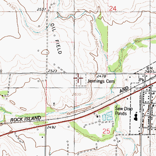 Topographic Map of Jennings Cemetery, KS