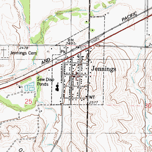 Topographic Map of Jennings, KS
