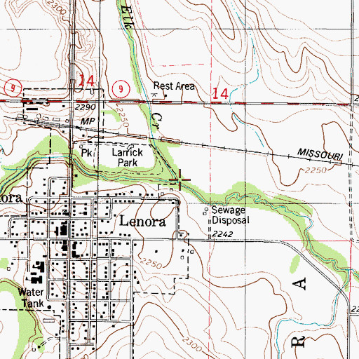 Topographic Map of Elk Creek, KS
