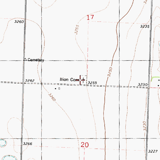 Topographic Map of Ilion Cemetery, KS