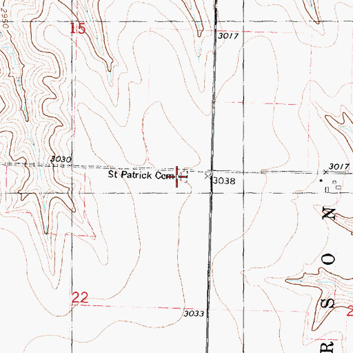 Topographic Map of Saint Patrick Cemetery, KS