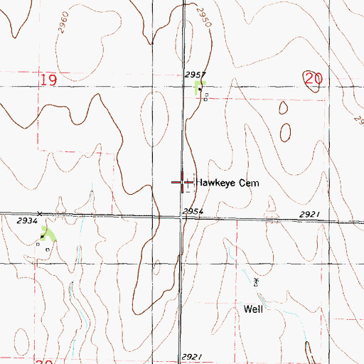 Topographic Map of Hawkeye Cemetery, KS