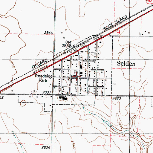 Topographic Map of Selden, KS