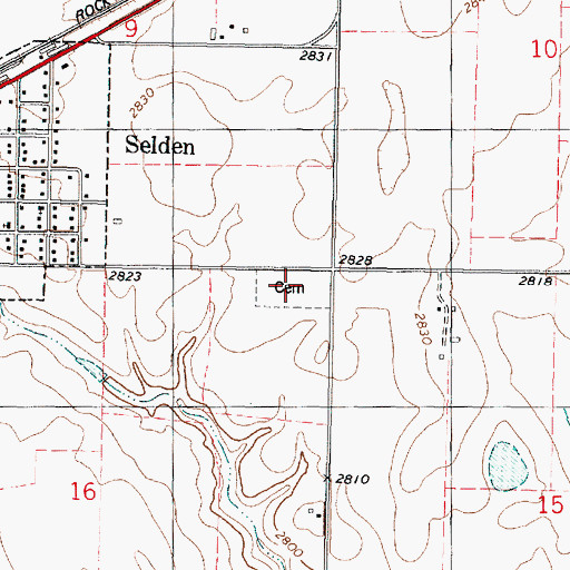 Topographic Map of Selden Cemetery, KS