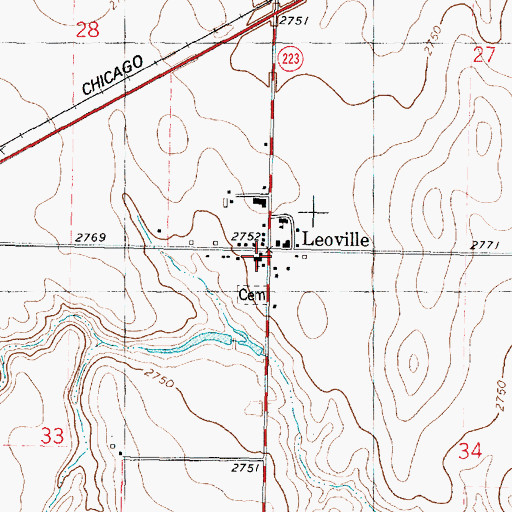 Topographic Map of Leoville, KS