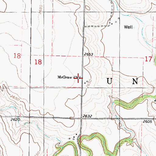 Topographic Map of McGraw United Methodist Church, KS