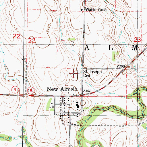 Topographic Map of Saint Joseph Cemetery, KS