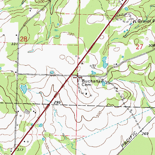 Topographic Map of Buchanan Cemetery, AR