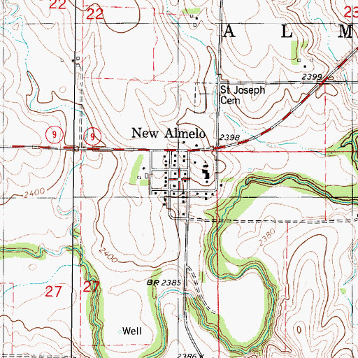 Topographic Map of New Almelo, KS