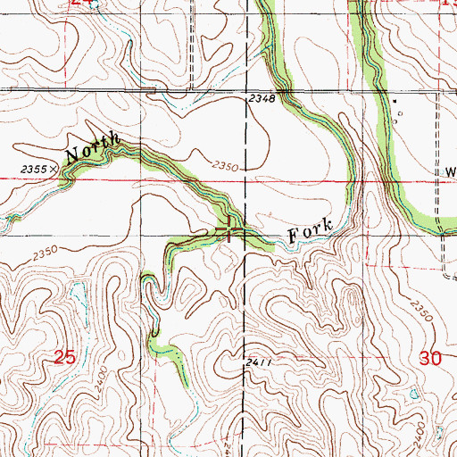 Topographic Map of Coon Creek, KS