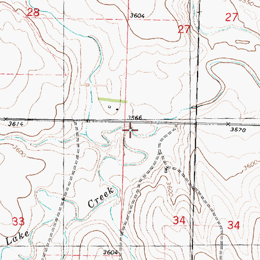 Topographic Map of Middle Fork Lake Creek, KS